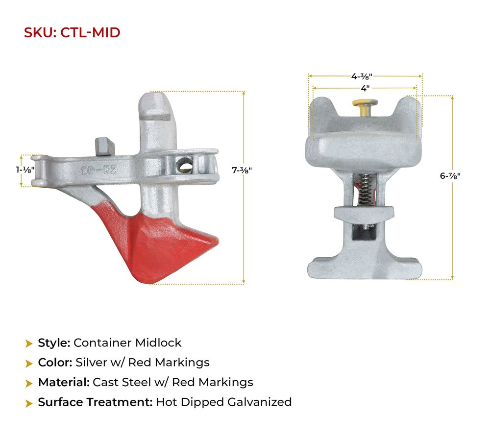 Container Mid Lock Steel Cast w/ Red Markings