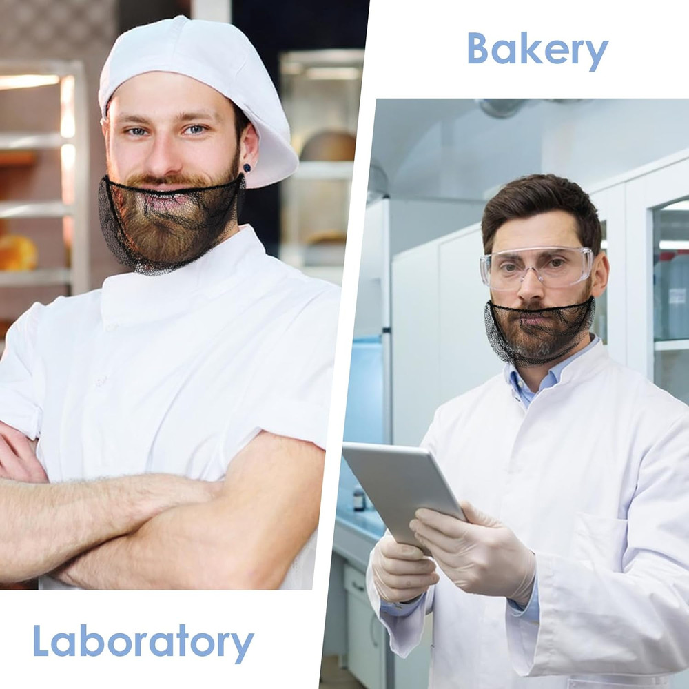 100 Pcs Beard Nets Food Service Beard Covers Beard Guards Black Comfortable Prot