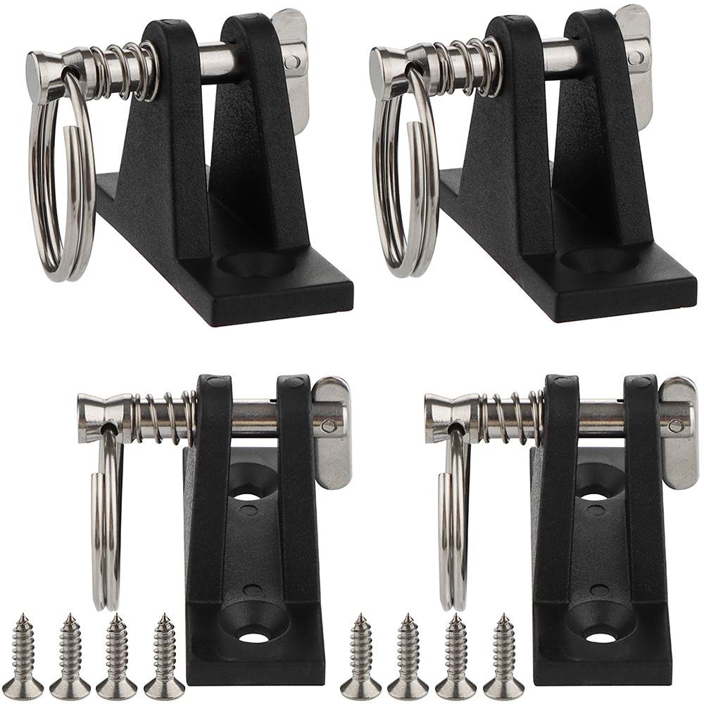 4 Pack Marine Grade Nylon Bimini Top 90°Plastic Deck Hinge with Pin & Ring