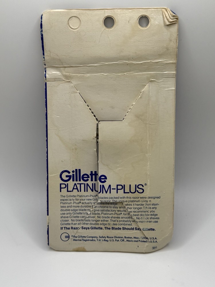 Vintage Gillette Double Edge Razor & Platinum Plus Blade. Date code T4