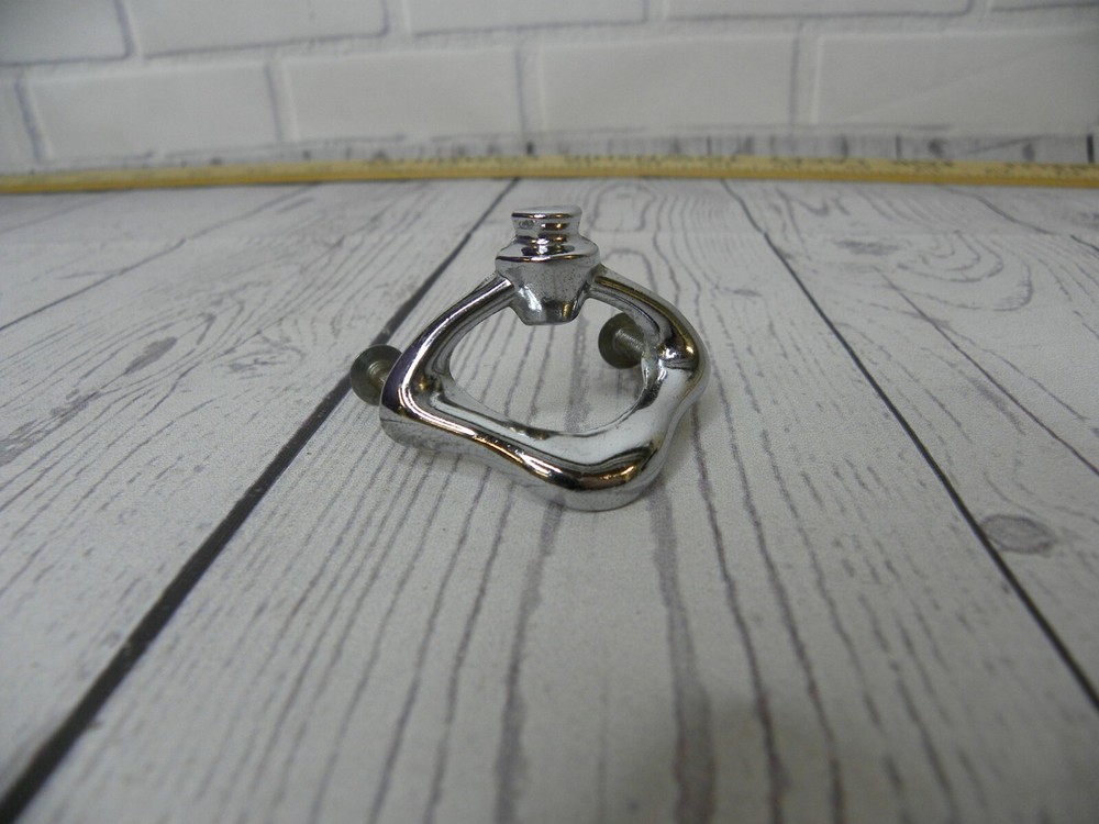 Vintage Chrome Small MidCentury Modern Deco Hardware Cabinet Handle Drawer Pull