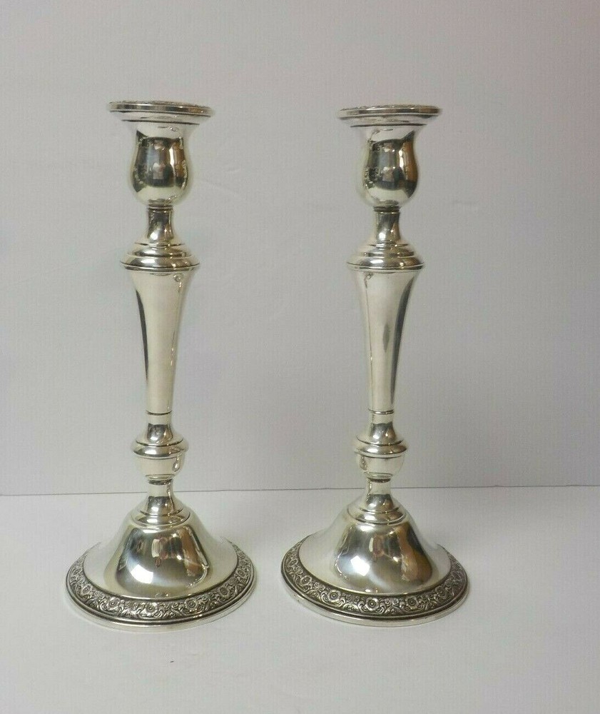 Pair International PRELUDE Sterling Silver 10.75" Convertible Candlesticks