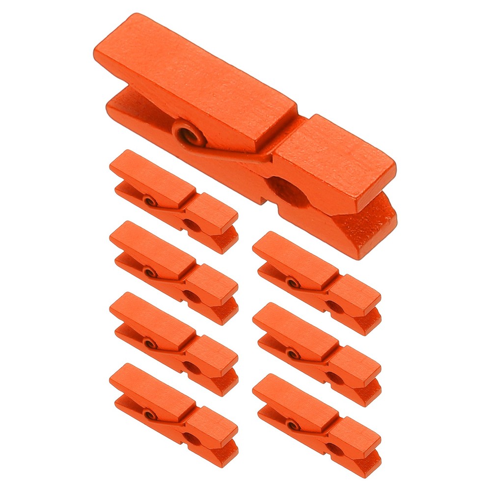 50Pcs Mini Wooden Colored Clothes Pins, Orange
