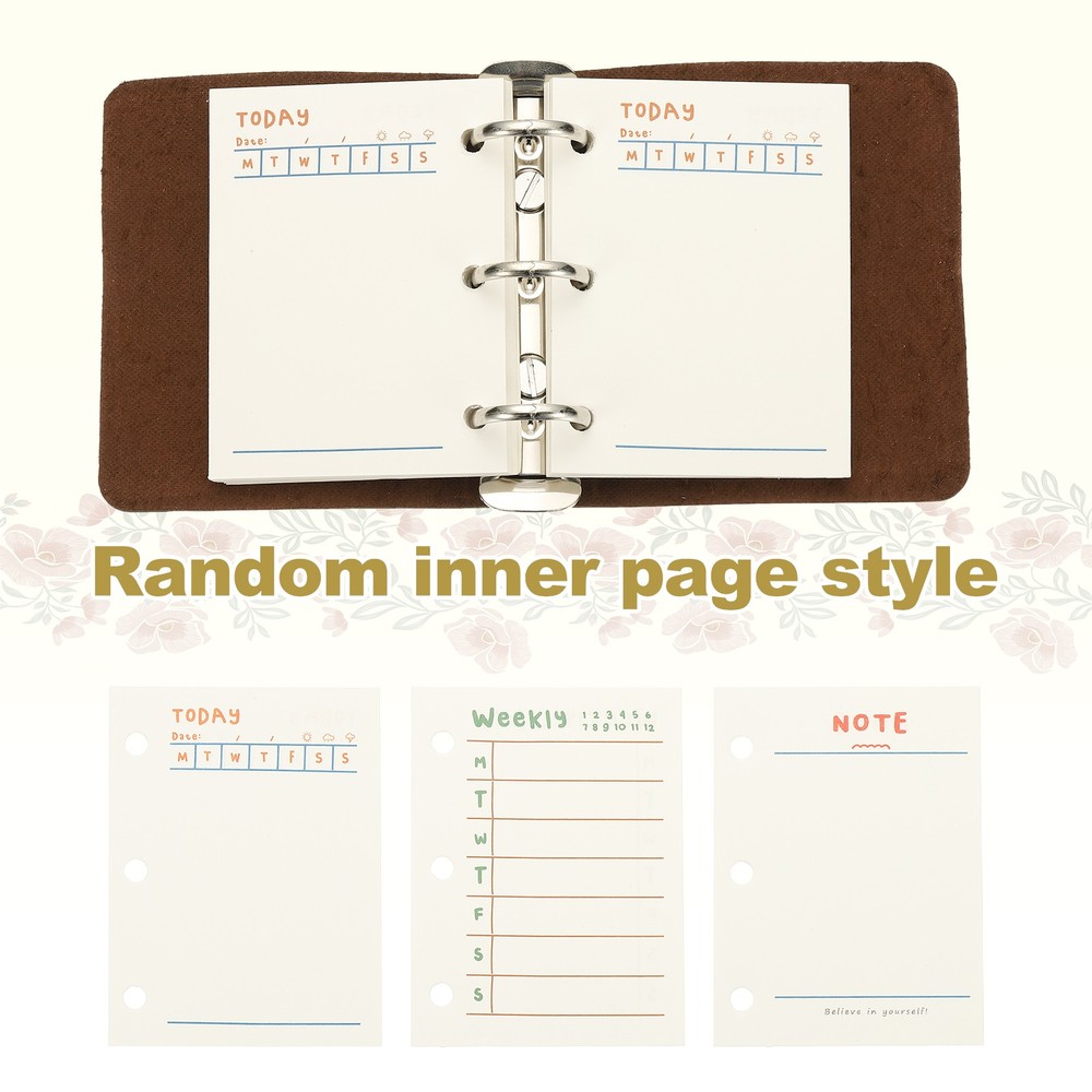 A9 Leather Journal 3 Ring Notebook Binder Planner Loose Leaf, Dark Brown