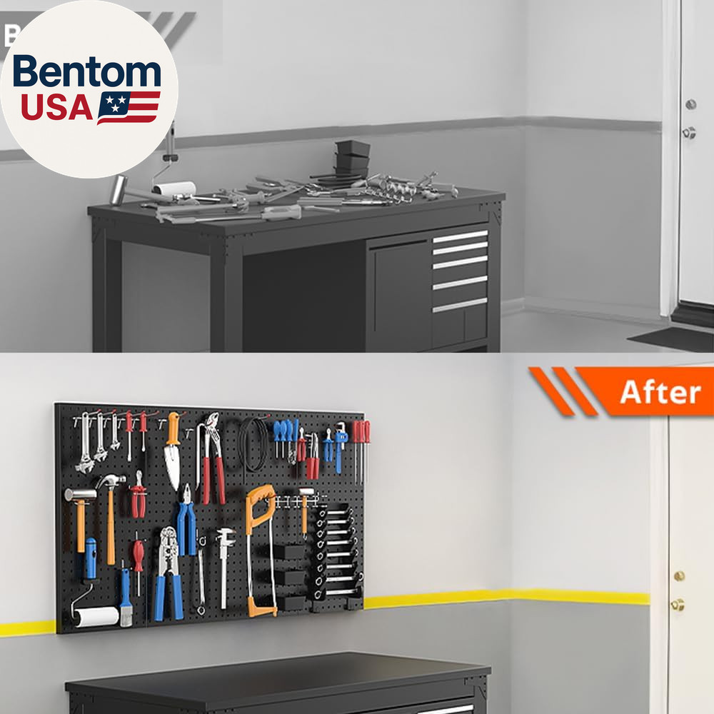 4 Pcs Metal Pegboard Wall Panels, Peg Boards for Garage Tool Storage