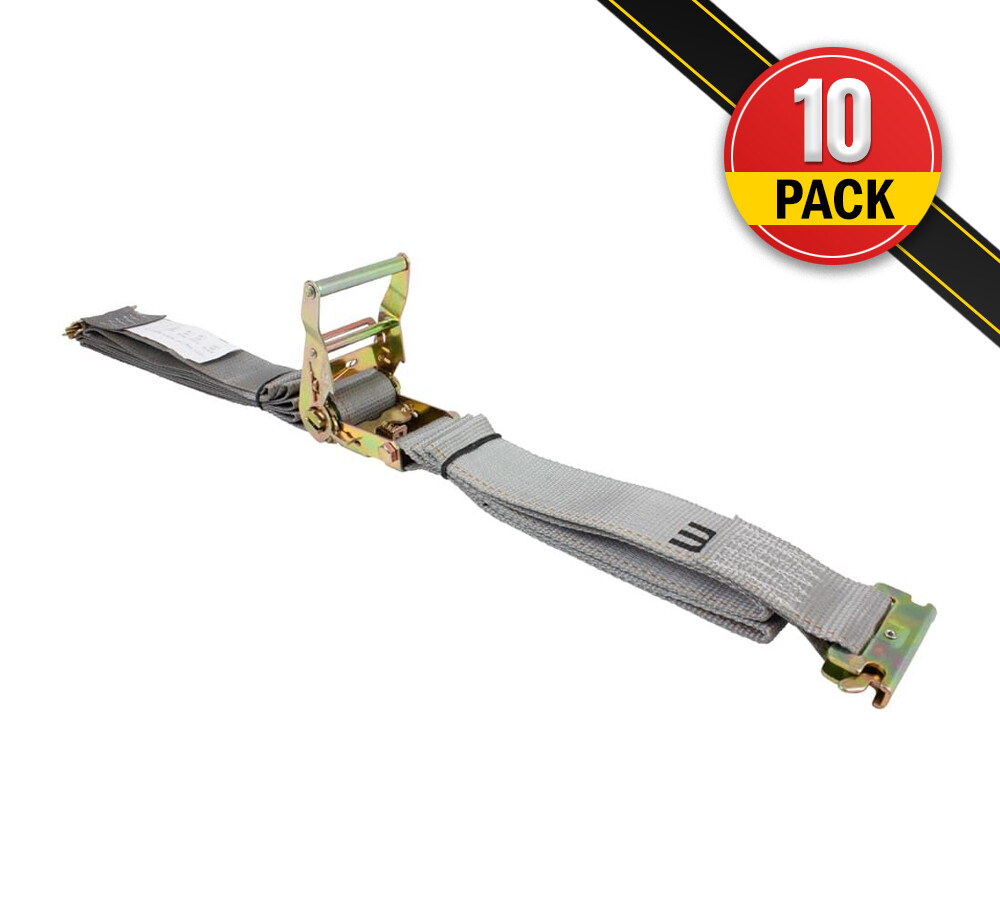 10 Pack 2''x16' Heavy Duty E Track Ratchet Strap for Enclosed Trailers, 4000 lbs