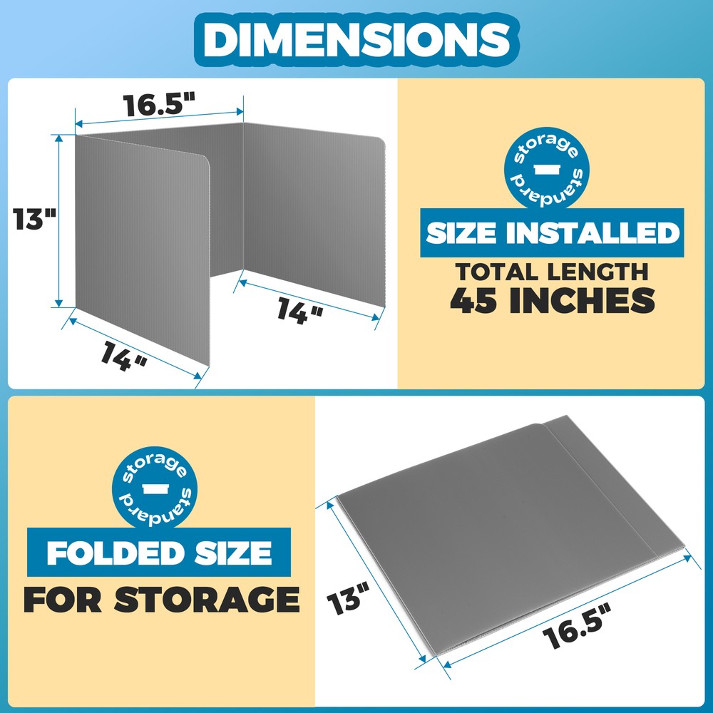 20-Pack Grey Desk Dividers for Students Classroom Plastic Privacy Shield Divider