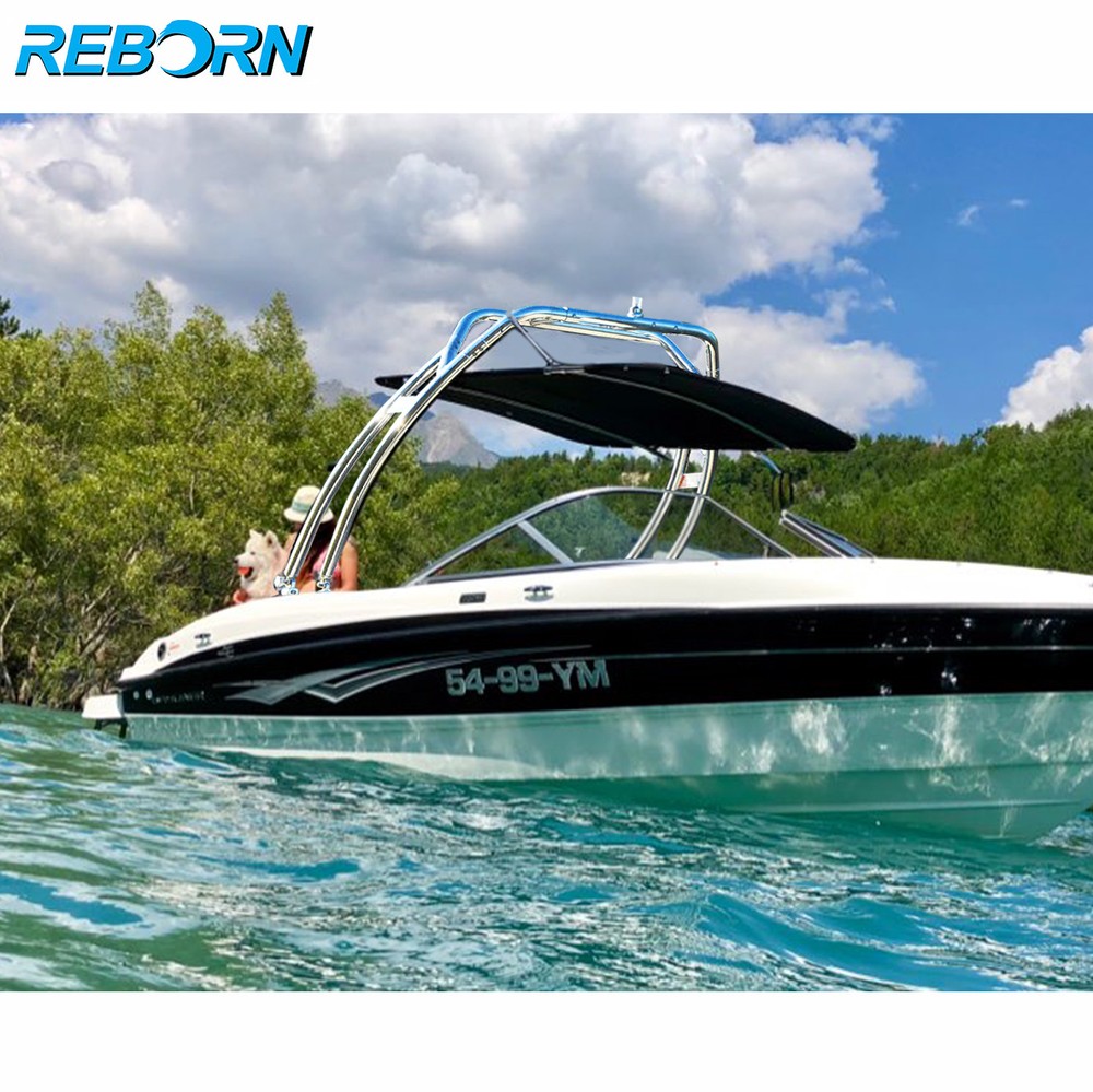 Reborn Launch Forward-facing Boat Wakeboard Tower polished | Fast Install & Fold