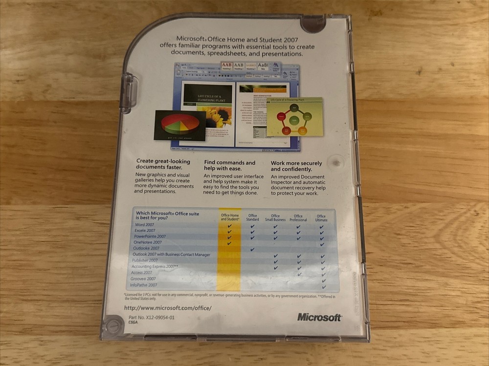 Microsoft MS Office 2007 Home & Student with Case and Product Key