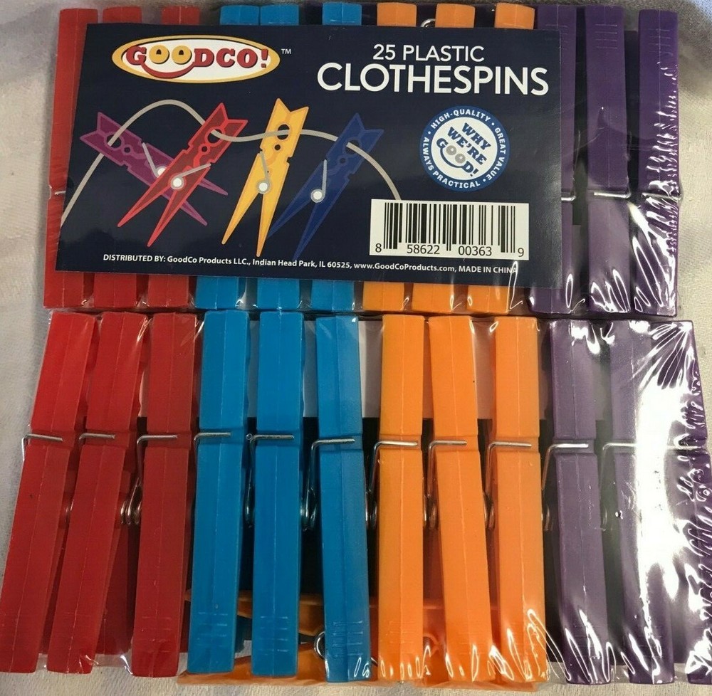 Plastic Spring Clothespins Goodco Lot of 2 -25 Count