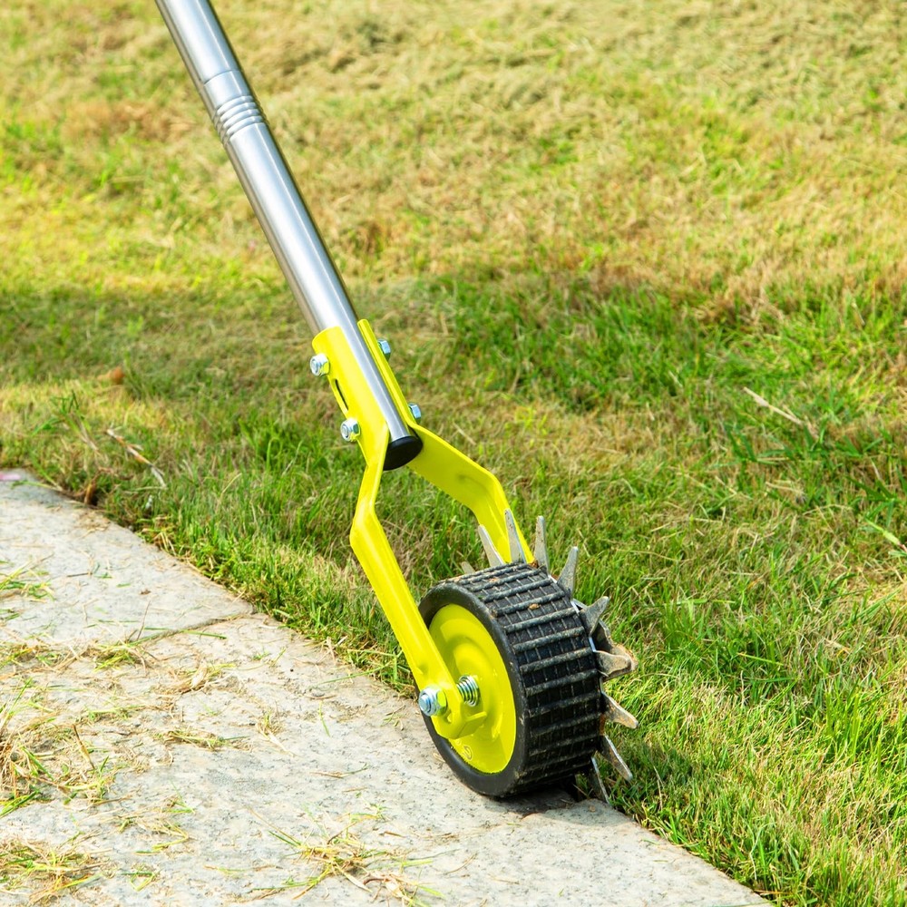 58-Inch Manual Edger Lawn Tool, Wheel Rotary Edger with Adjustable 4-Section ...