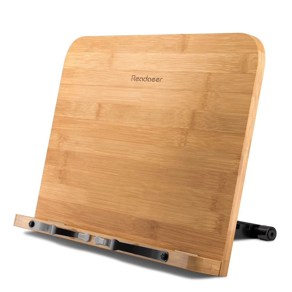 Large Foldable Bamboo Book Stand Adjustable Reading Book Holder for Cookbook