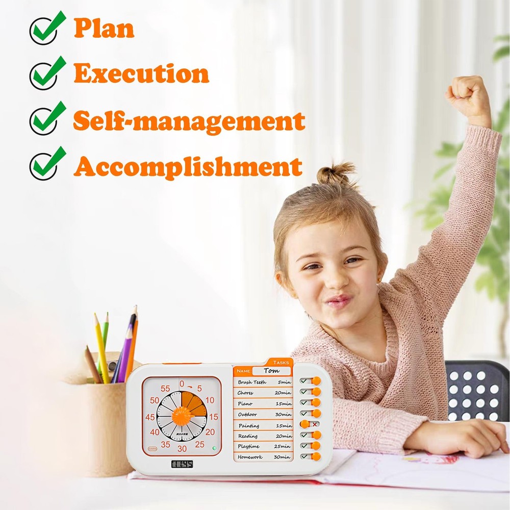 Chargeable Task Timer, to-do List with Visual Timer for Adults and Students, ...