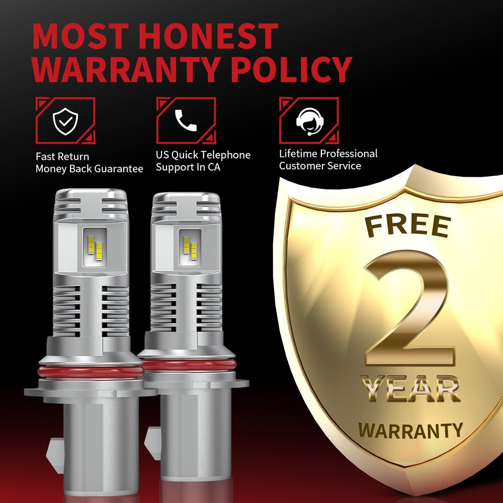 LASFIT 9007 HB5 LED Headlight High Low Beam Bulbs Conversion Kit 6000K White 2X