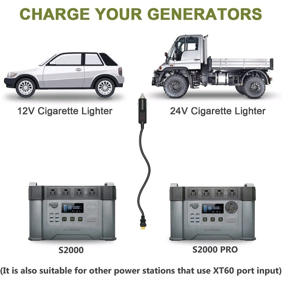 Car Cigarette Lighter to XT60 Power Pole Solar Extension Cable