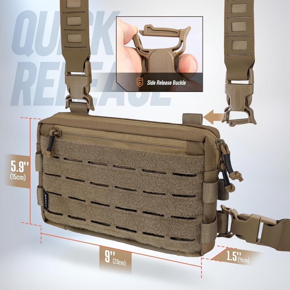 Coyote Brown Chest Rig Pack - Multiple Compartments