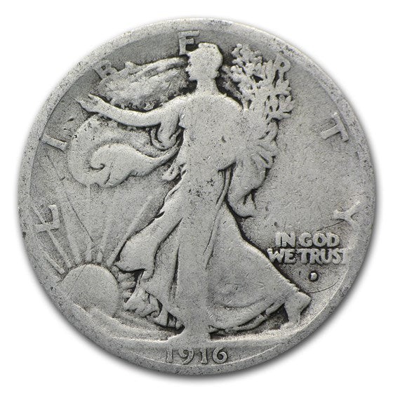 1916-D Obverse Walking Liberty Half (G)