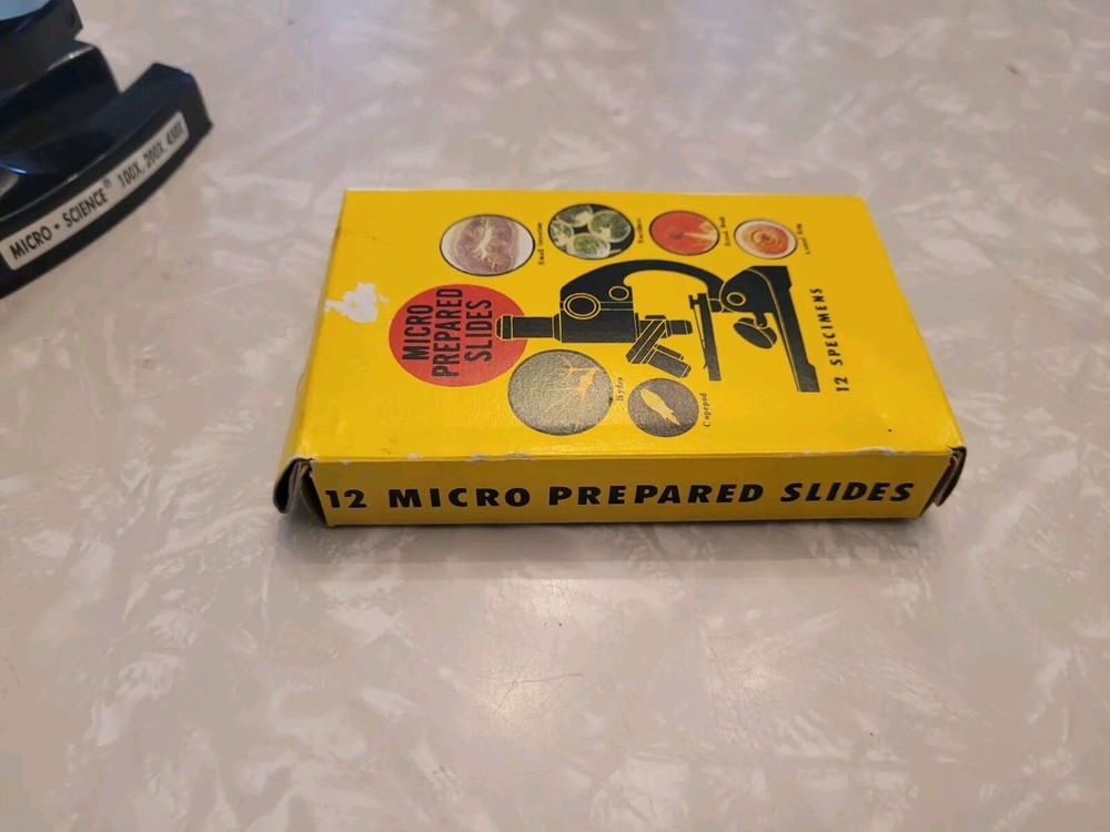 Micro-Science 100x 200x 450x Microscope & 12 Slides Box
