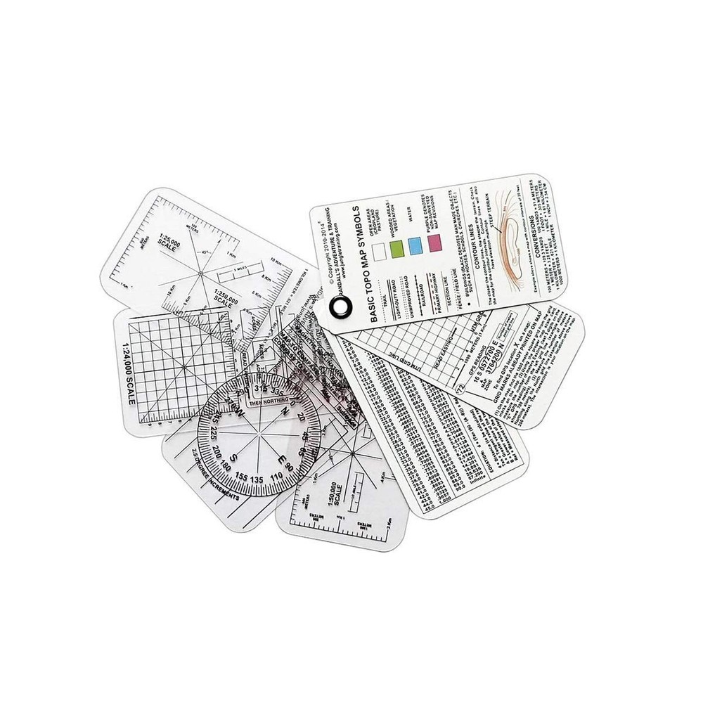 Izula Gear Compass Card Set White Clear 7 Pack For Map Navigation