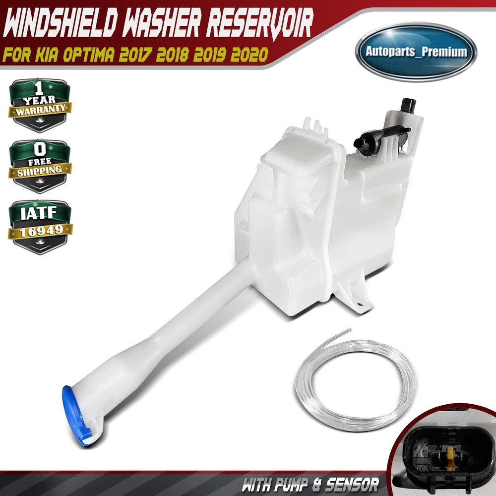 Windshield Washer Reservoir with Cap & Pump & Sensor for Kia Optima 2017-2020