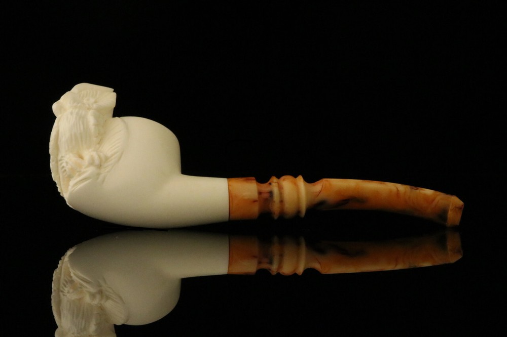 srv - Owl Block Meerschaum Pipe with fitted case M3107