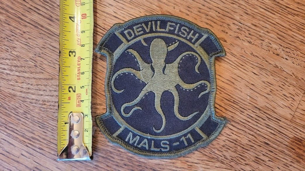MALS-11 Devilfish Green Patch –With Hook and Loop, 4" US MARINE CORPS