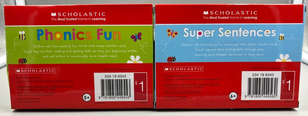 Scholastic Kindergarten Phonics Fun and Grade 1 Super Sentences Flash Cards