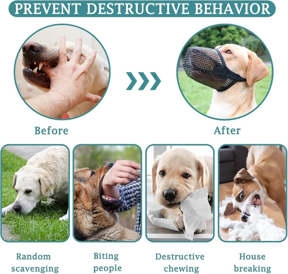 Breathable Adjustable Dog Muzzle for Medium Sized Breeds - Lightweight & Secure