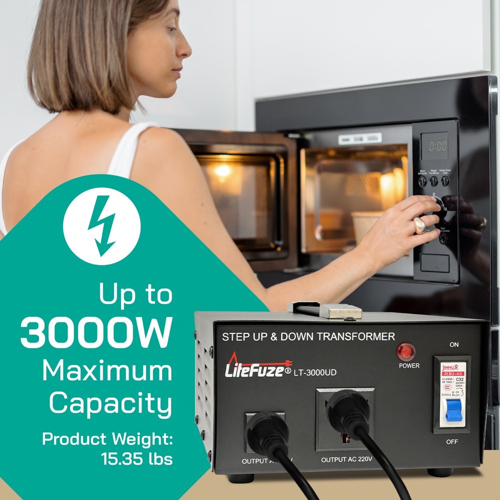 LiteFuze 3000 Watt Voltage Converter Transformer Step Up/Down (LT-3000UD)