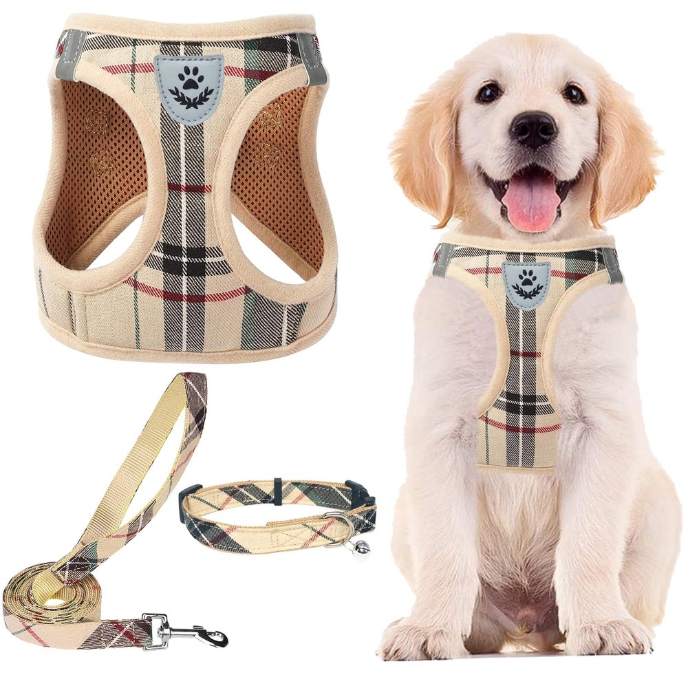 Adjustable Dog Harness Collar and Leash Set Step in No Pull Pet Harness for S...