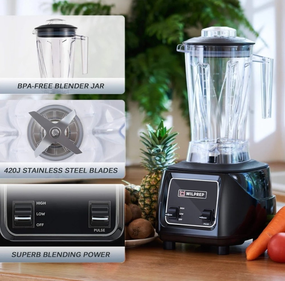 Commercial Grade Blender 2.0 HP Toggle Switch, 64oz Pitcher