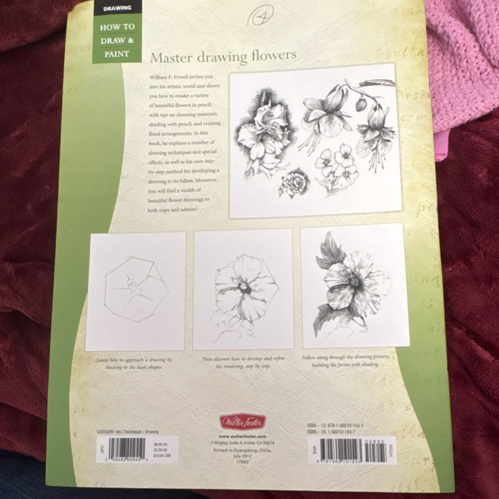 Walter Foster Drawing Sketching Flowers Step-by-Step Instruction Guide