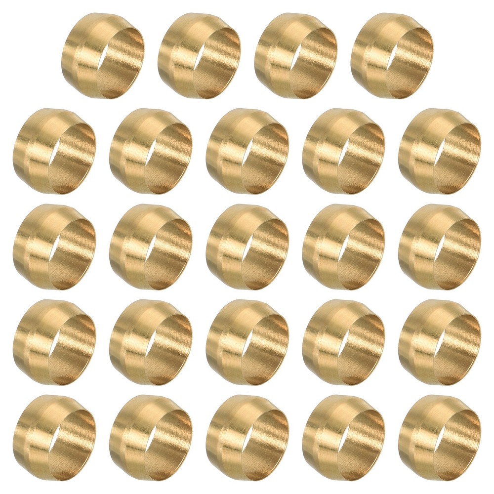 24 Pcs 3/8" ID Brass Compression Sleeve Ferrules Brass Compression Fittings