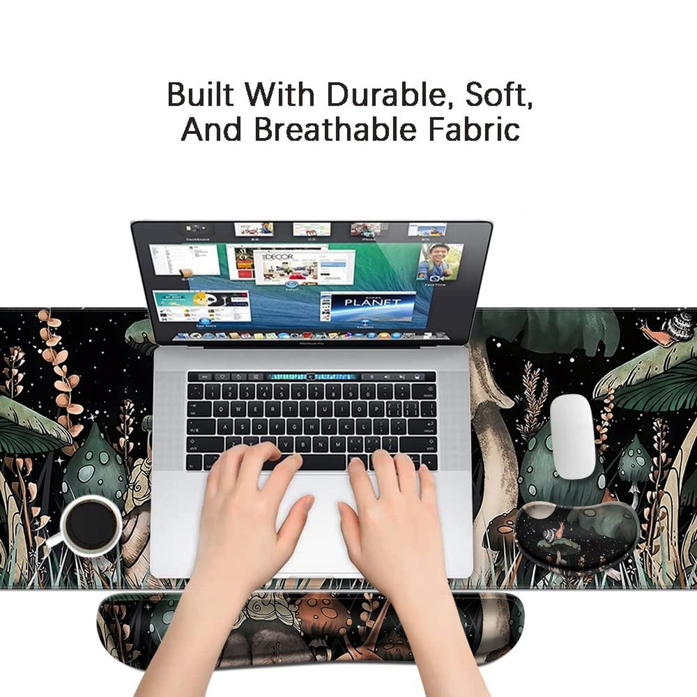 MIBITRI Keyboard Mouse Pad Set, Extended Gaming Mouse Pad+Ergonomics Keyboard...