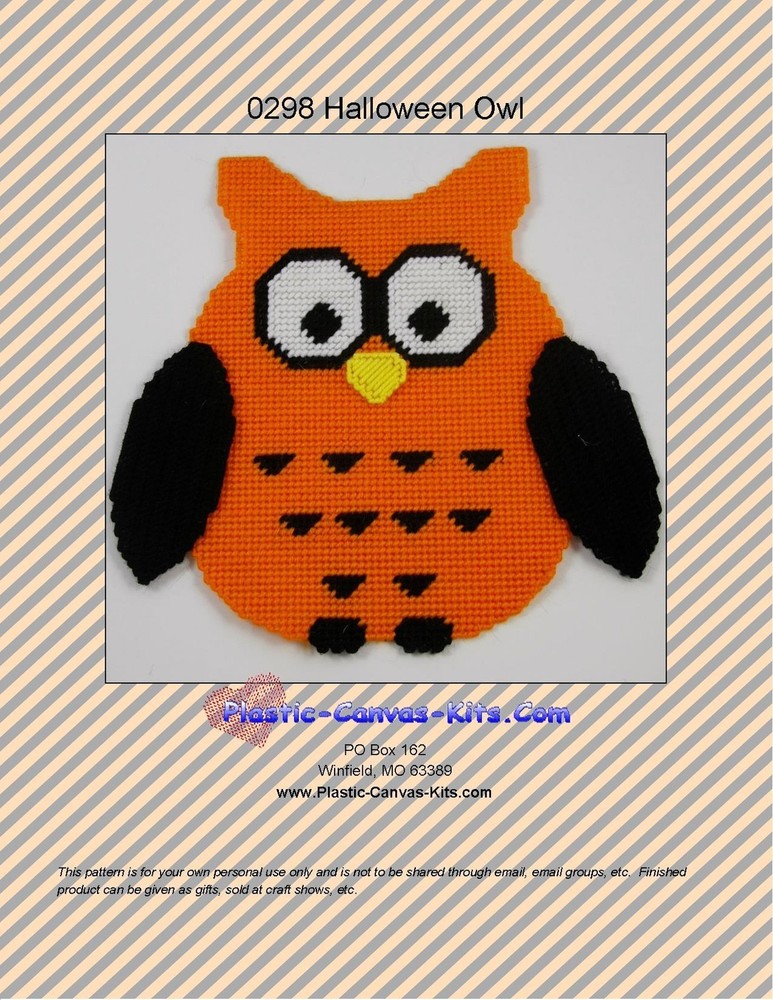 Halloween Owl Wall Hanging-Plastic Canvas Pattern or Kit