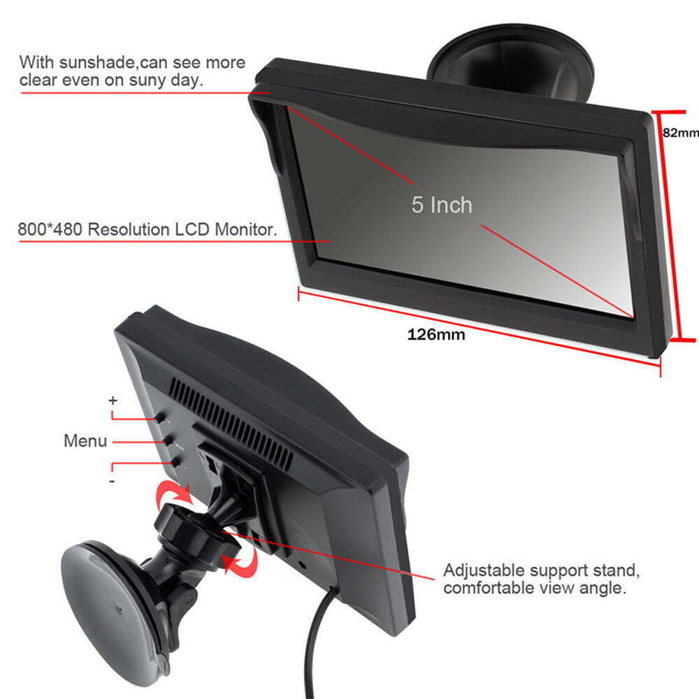5 Inch Wireless Reverse Camera Monitor Kit Backup Night Vision Rear View System