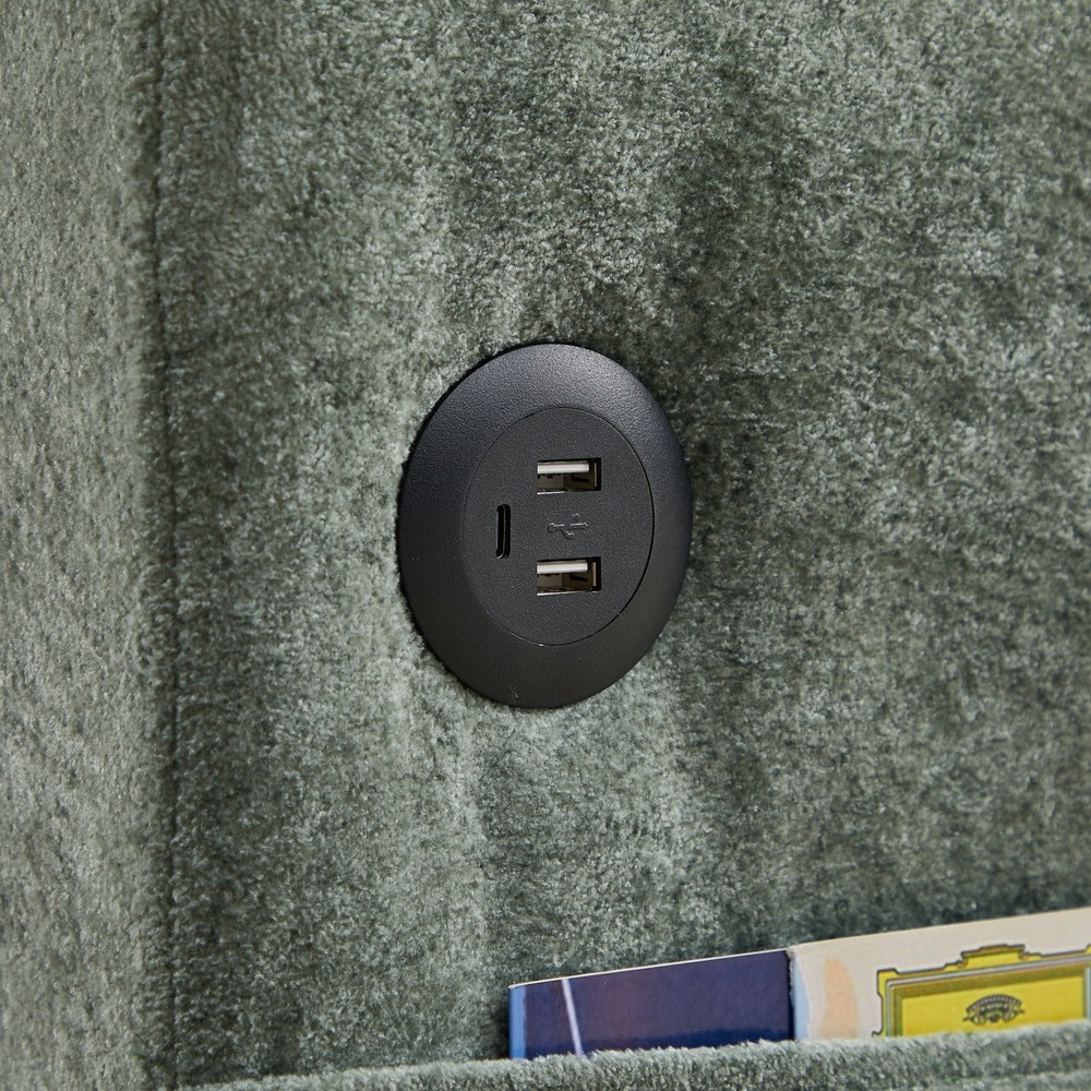 Chenille Sleeper Sofa Bed Loveseat Convertible with Pull Out Bed & USB Port