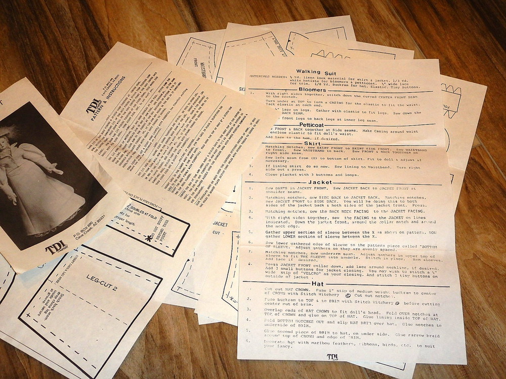 TDI Co. 11" Doll Sewing Pattern No 1 Walking Suit Clothes Pattern UNCUT