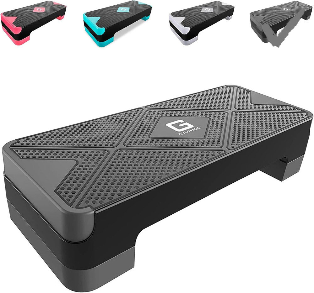 Adjustable Workout Aerobic Stepper, Aerobic Exercise Step Platform with 2 Risers