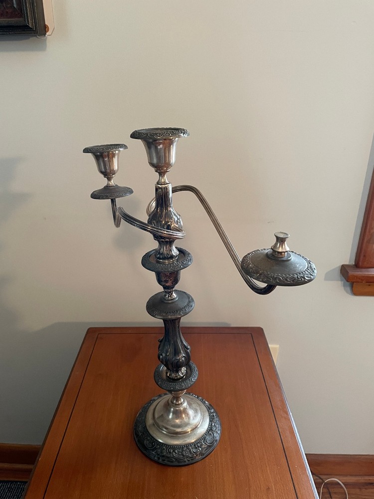 Antique Sheridan Silver Two Candlestick Candelabras