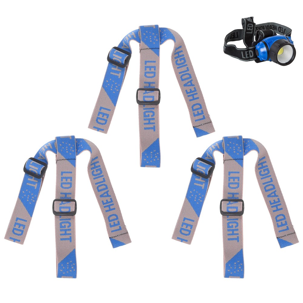 3-Pack Headlamp Strap Replacement Headband, High Elastic for Camping, Gray Blue