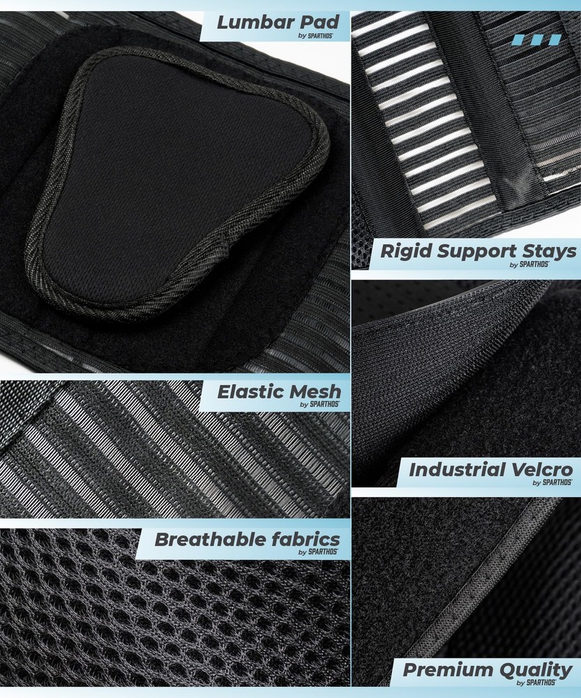 Sparthos Back Brace for Lower Back Pain Relief, Sciatica, Herniated Disc Support
