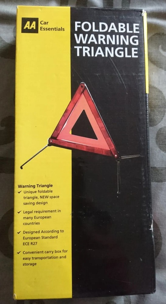 AA Folding Warning Triangle Foldable Safety Car Reflective BRAND NEW BOXED