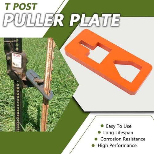 T Post Puller Plate Heavy-Duty Steel Quick Remove T-Posts from Square Orange