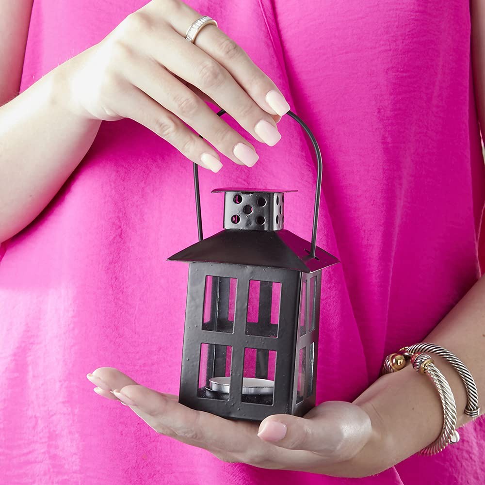 Luminous Black Mini-Lantern Tea Light Holder