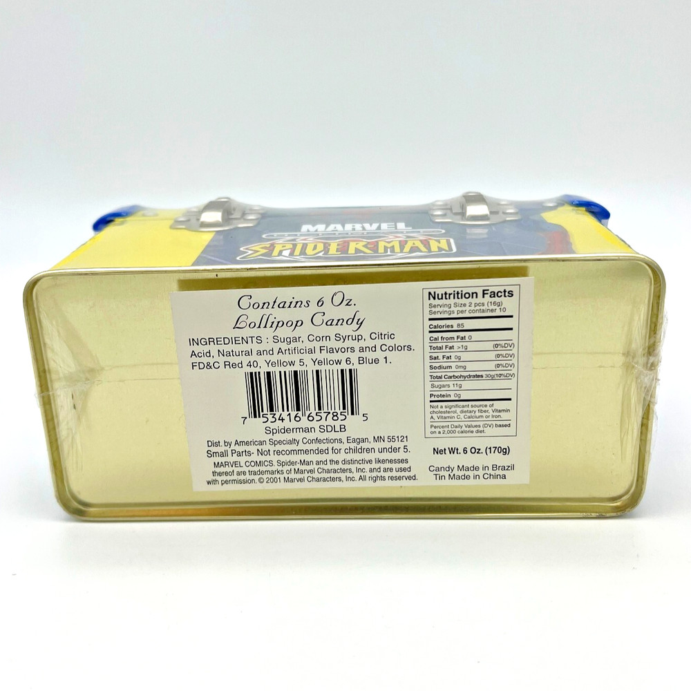 Marvel Comics ULTIMATE SPIDER-MAN Lollipop Candy Storage Box Tin (2001) SEALED