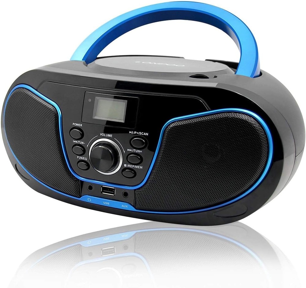 Compact CD Player Boombox with Bluetooth, AUX & Headphone Jack - Modern Design