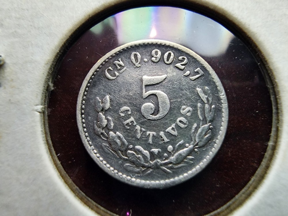 1902 CNq MEXICO SILVER 5 CENTAVOS COIN