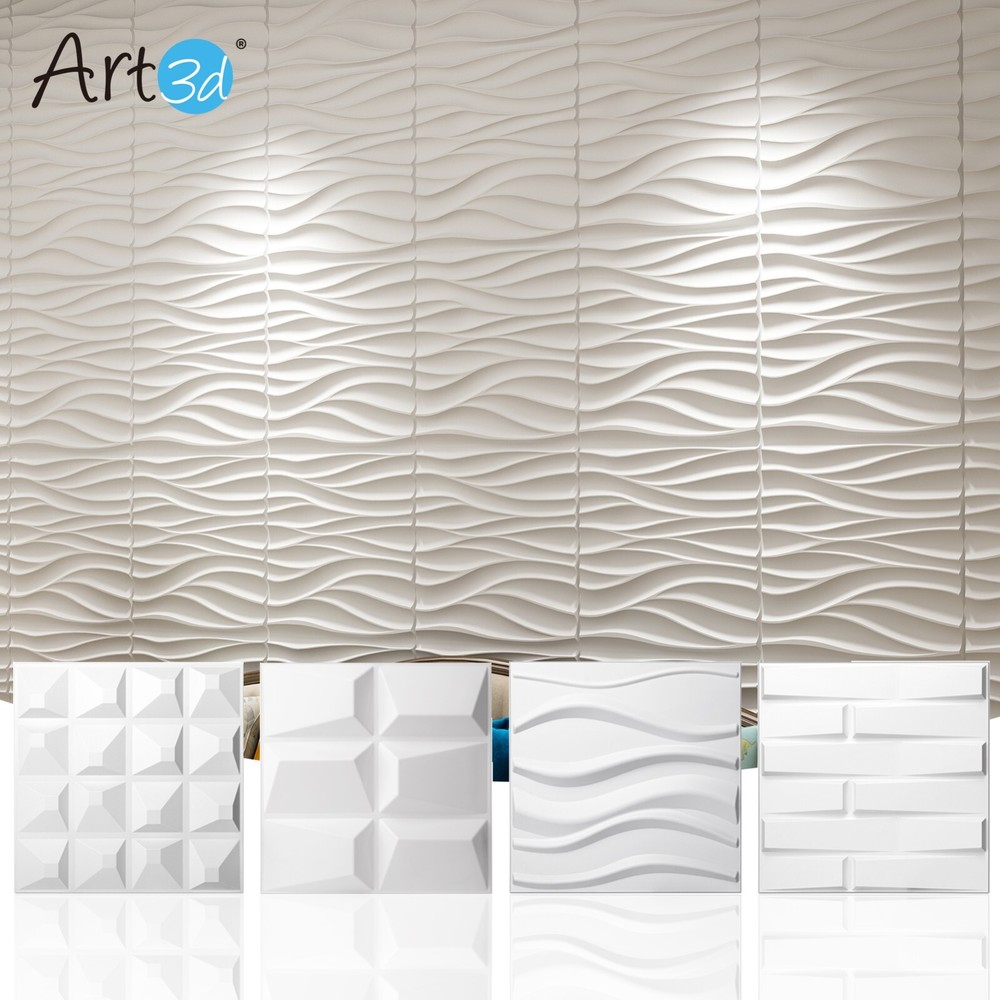Art3d Decorative 3D PVC Wall Panel for Interior D??cor, 12-Pack 19.7 x 19.7 in