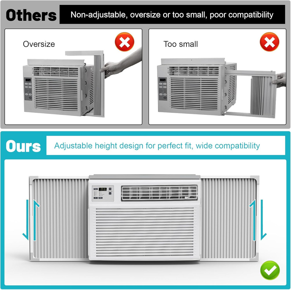 Window AC Side Panel with Frame, Adjustable Air Conditioner Side Panels for Wind